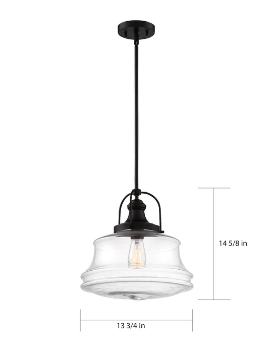 Basel One Light Pendant in Bronze / Clear Glass