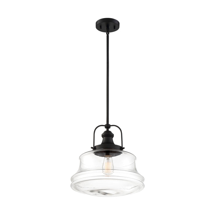 Basel One Light Pendant in Bronze / Clear Glass