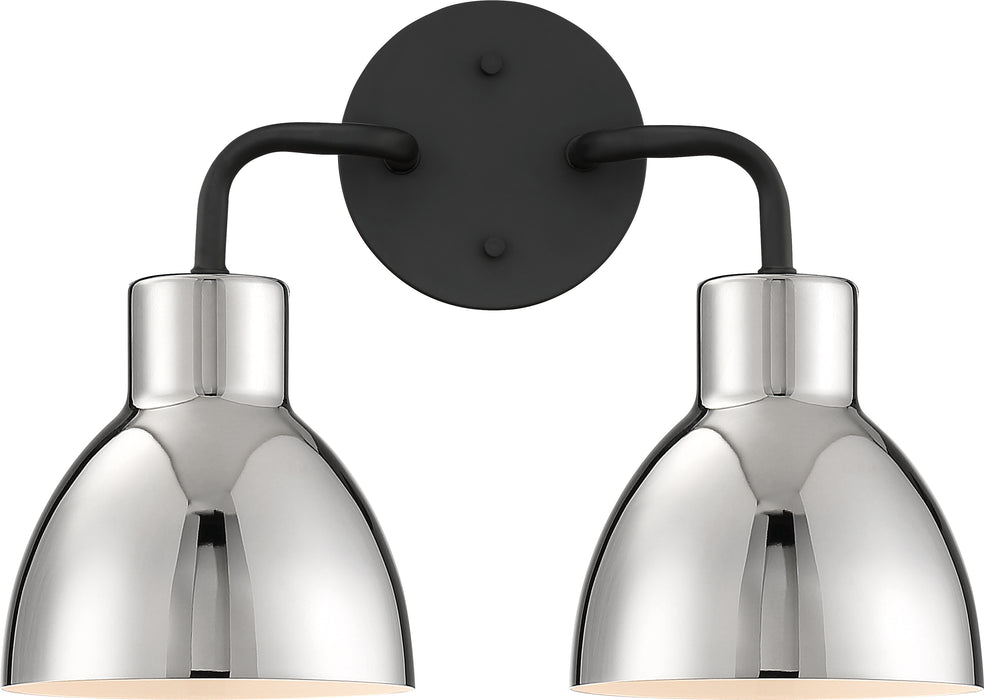 Sloan Two Light Vanity in Matte Black / Polished Nickel