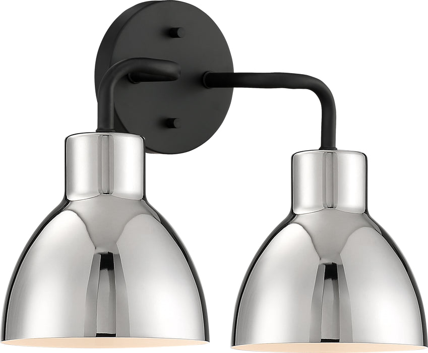 Sloan Two Light Vanity in Matte Black / Polished Nickel