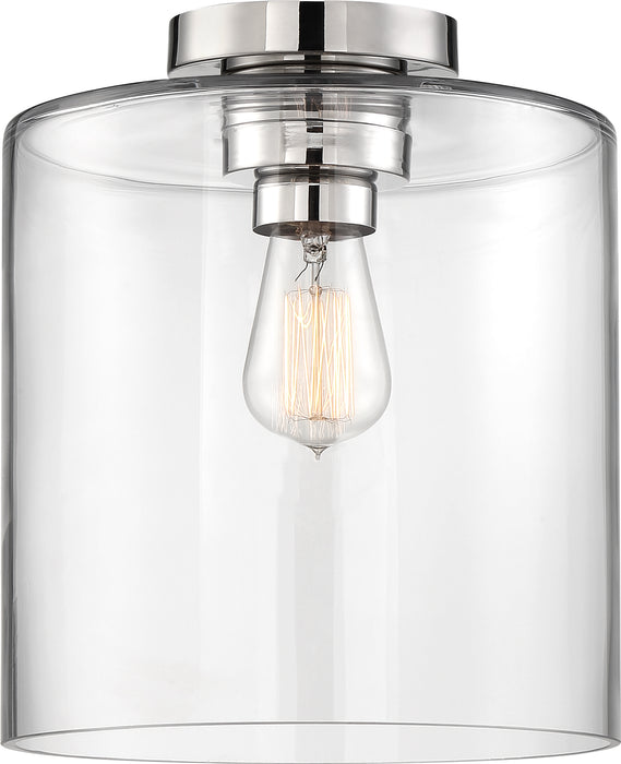 Chantecleer One Light Semi Flush Mount in Polished Nickel / Clear Glass