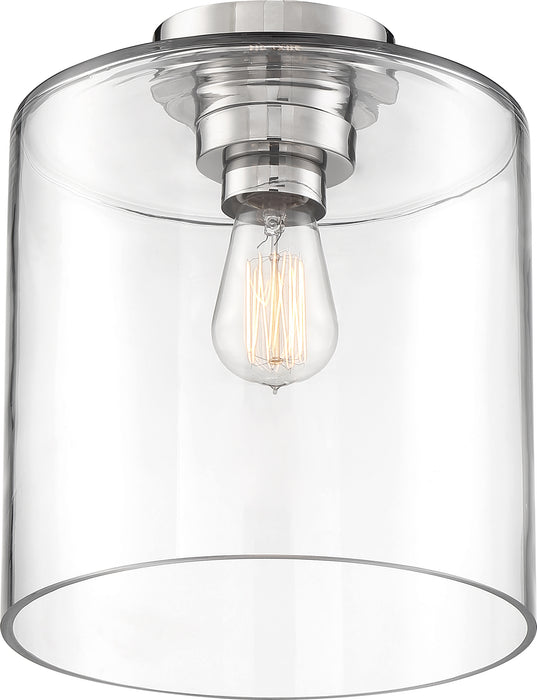 Chantecleer One Light Semi Flush Mount in Polished Nickel / Clear Glass