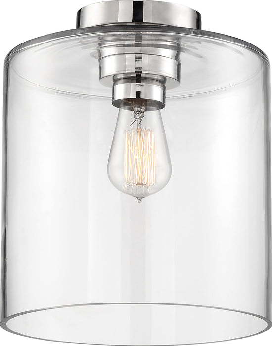 Chantecleer One Light Semi Flush Mount in Polished Nickel / Clear Glass