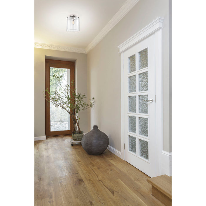 Chantecleer One Light Semi Flush Mount in Polished Nickel / Clear Glass