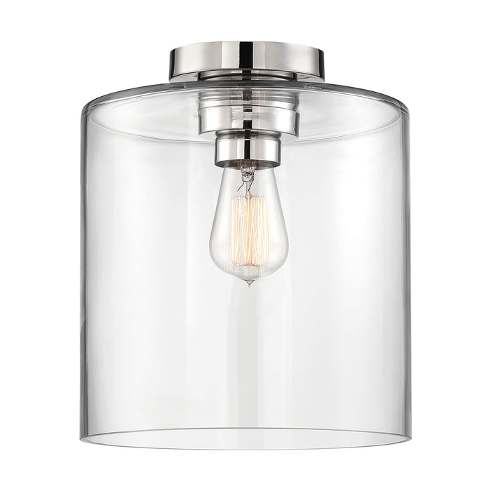 Chantecleer One Light Semi Flush Mount in Polished Nickel / Clear Glass