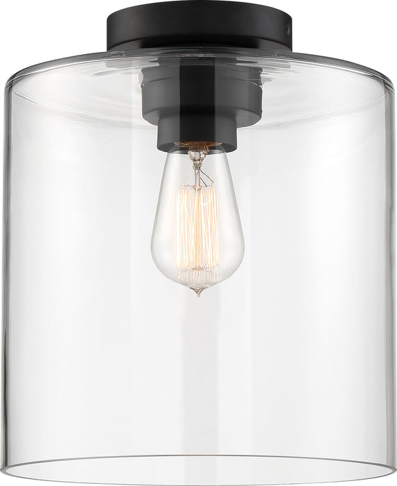 Chantecleer One Light Semi Flush Mount in Matte Black / Clear Glass