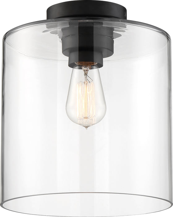 Chantecleer One Light Semi Flush Mount in Matte Black / Clear Glass