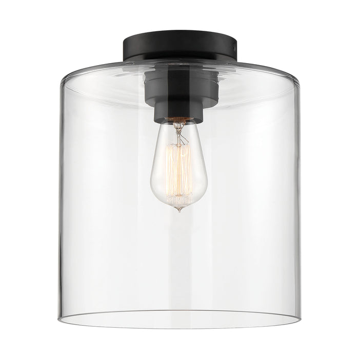 Chantecleer One Light Semi Flush Mount in Matte Black / Clear Glass