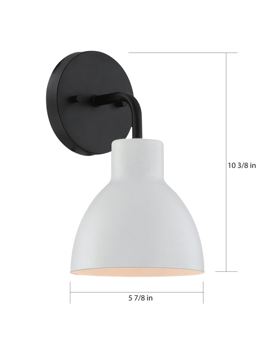 Sloan One Light Vanity in Matte Black / Matte White