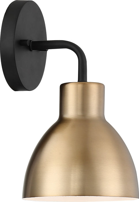 Sloan One Light Vanity in Matte Black / Burnished Brass