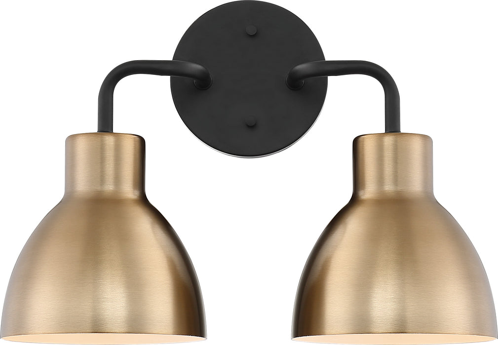 Sloan Two Light Vanity in Matte Black / Burnished Brass