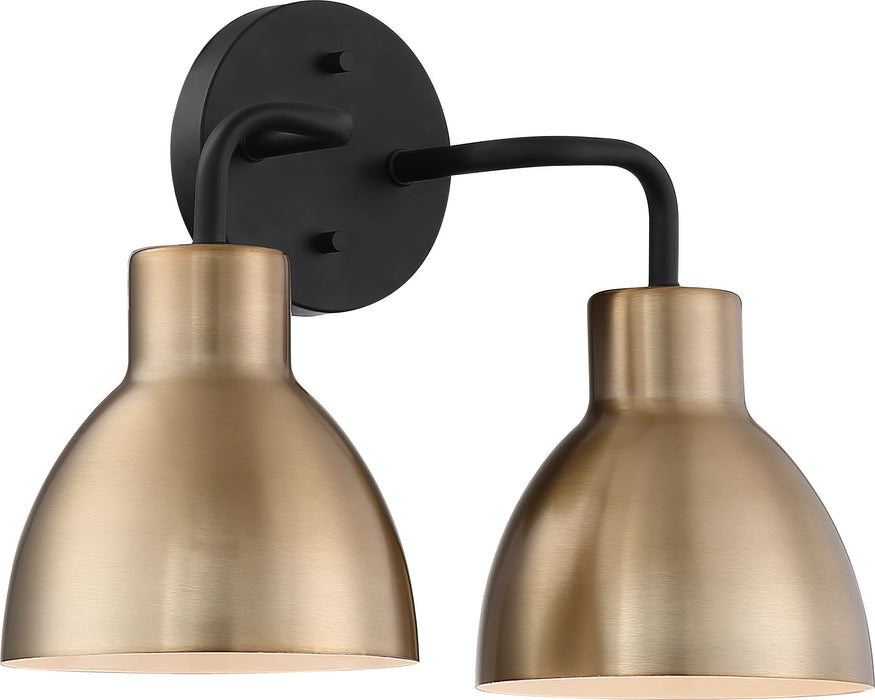 Sloan Two Light Vanity in Matte Black / Burnished Brass