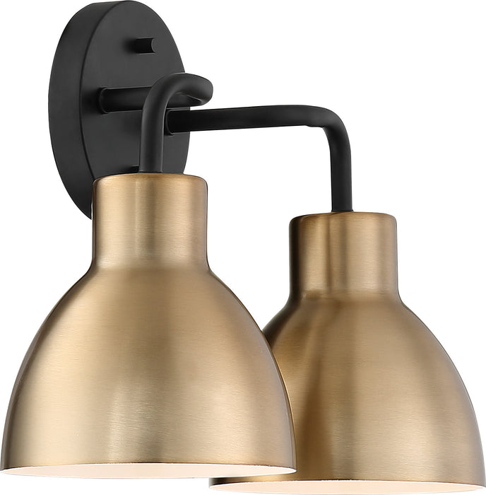 Sloan Two Light Vanity in Matte Black / Burnished Brass