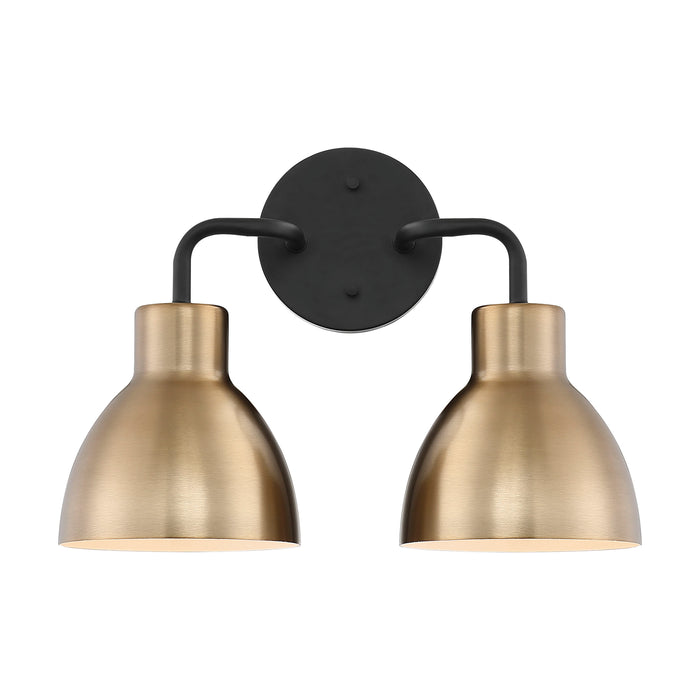 Sloan Two Light Vanity in Matte Black / Burnished Brass