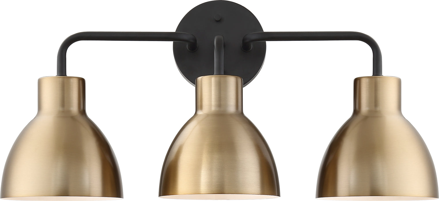 Sloan Three Light Vanity in Matte Black / Burnished Brass