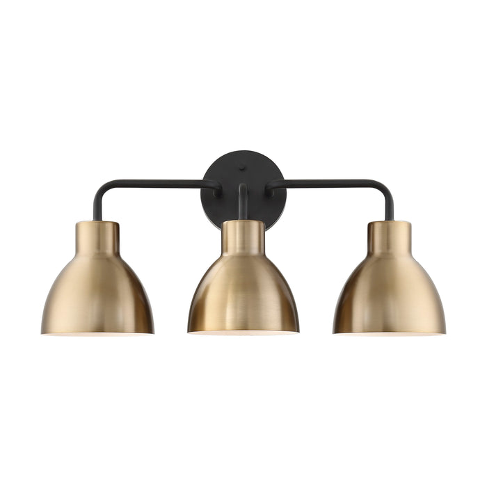 Sloan Three Light Vanity in Matte Black / Burnished Brass