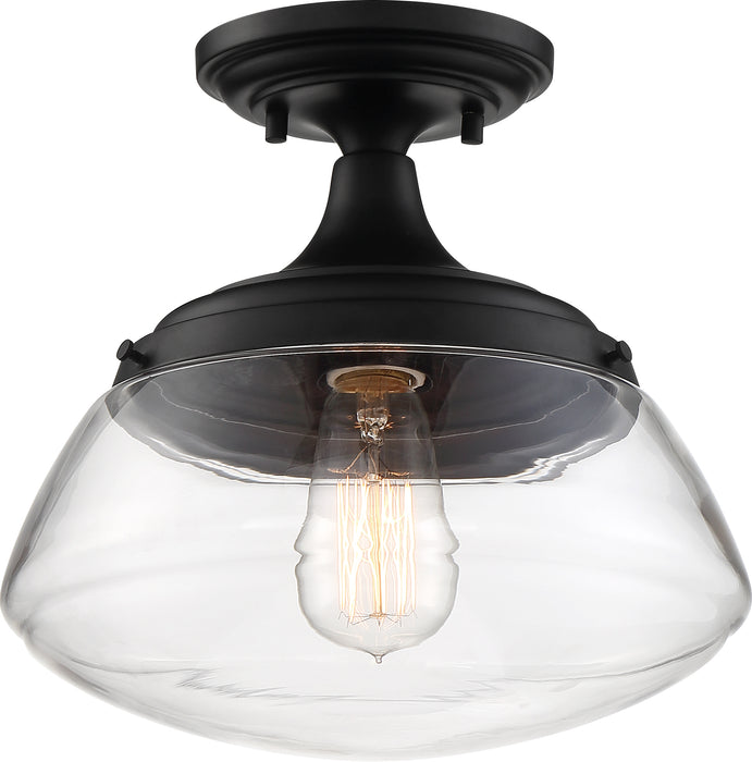 Kew One Light Semi Flush Mount in Aged Bronze / Clear