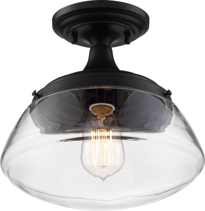 Kew One Light Semi Flush Mount in Aged Bronze / Clear