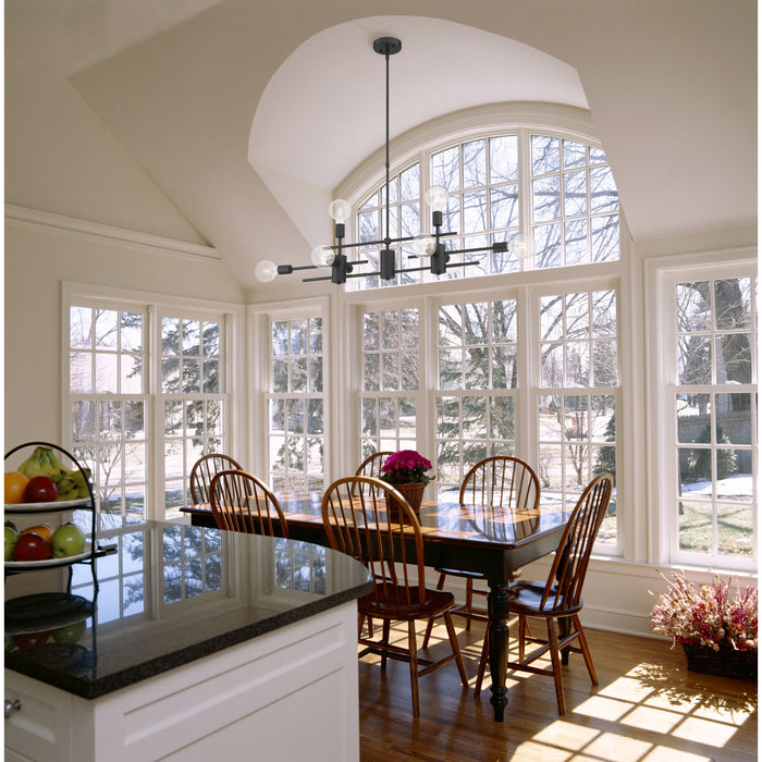 Delphi Eight Light Island Pendant in Black