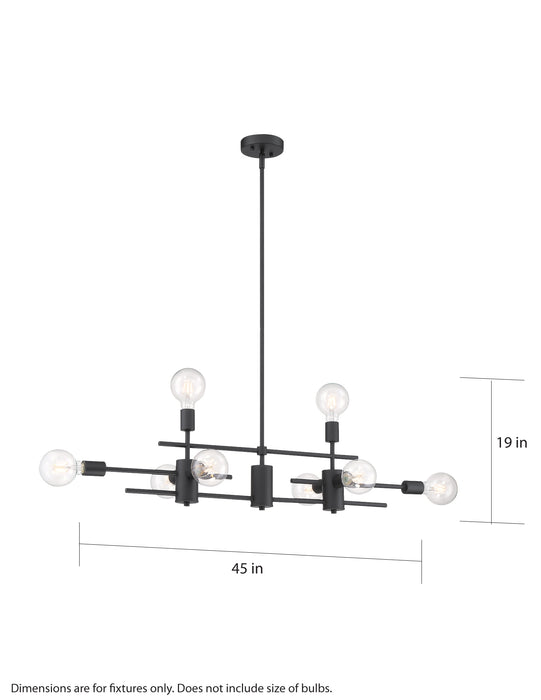 Delphi Eight Light Island Pendant in Black