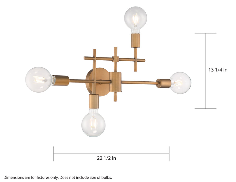 Delphi Four Light Vanity in Aged Gold