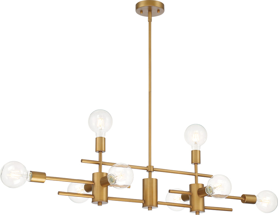 Delphi Eight Light Island Pendant in Aged Gold