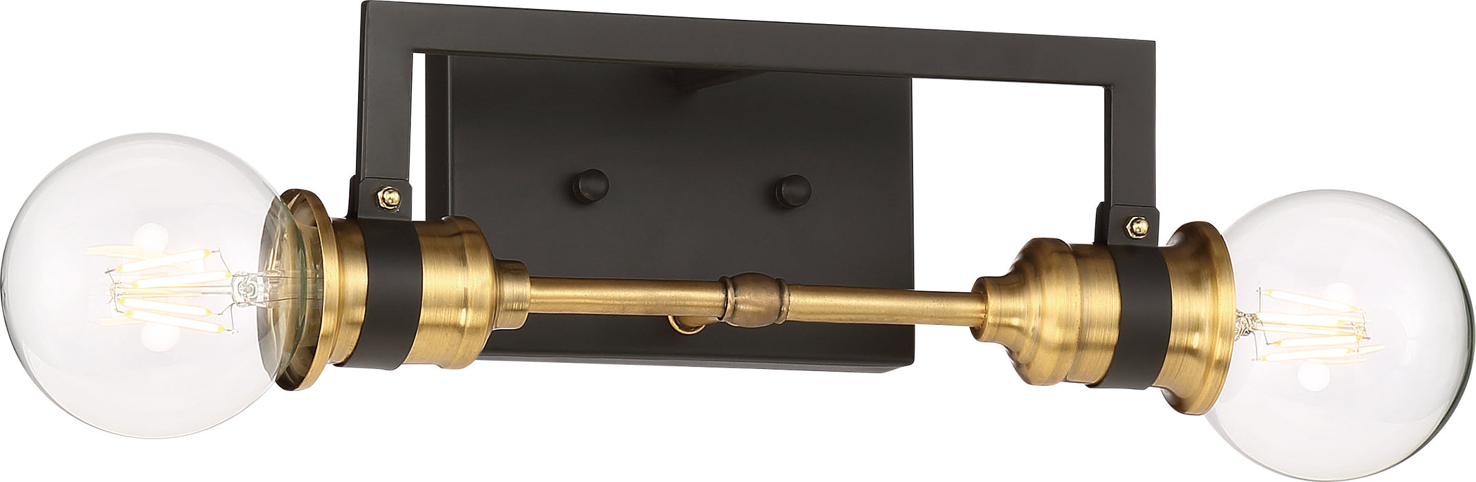 Intention Two Light Vanity in Warm Brass / Black