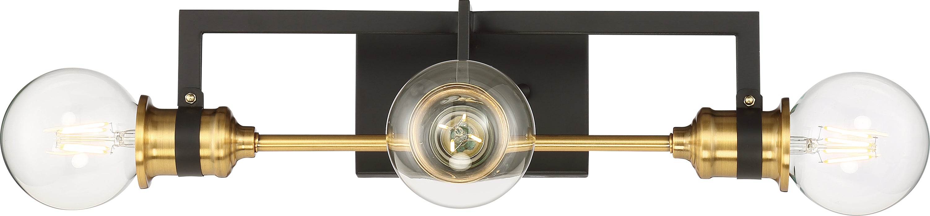 Intention Three Light Vanity in Warm Brass / Black