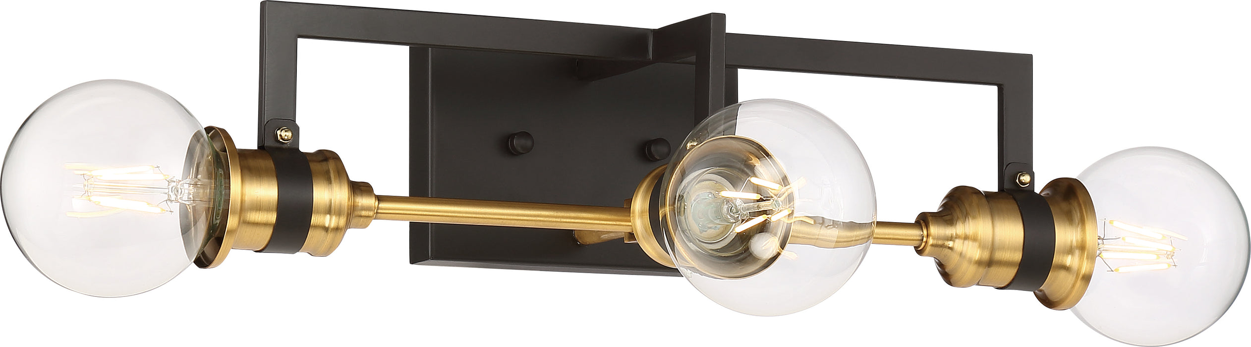 Intention Three Light Vanity in Warm Brass / Black