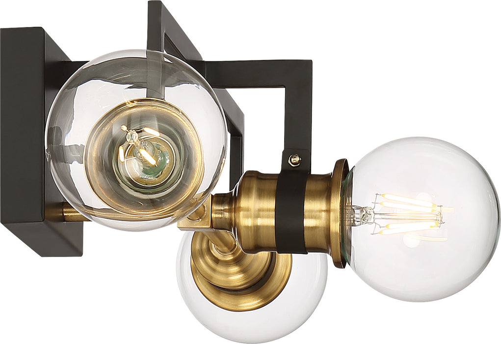 Intention Three Light Vanity in Warm Brass / Black