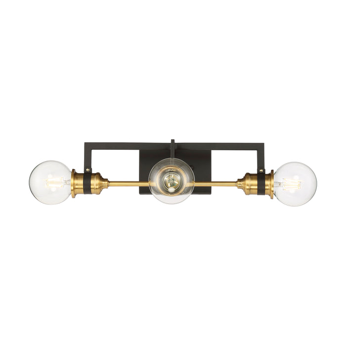 Intention Three Light Vanity in Warm Brass / Black