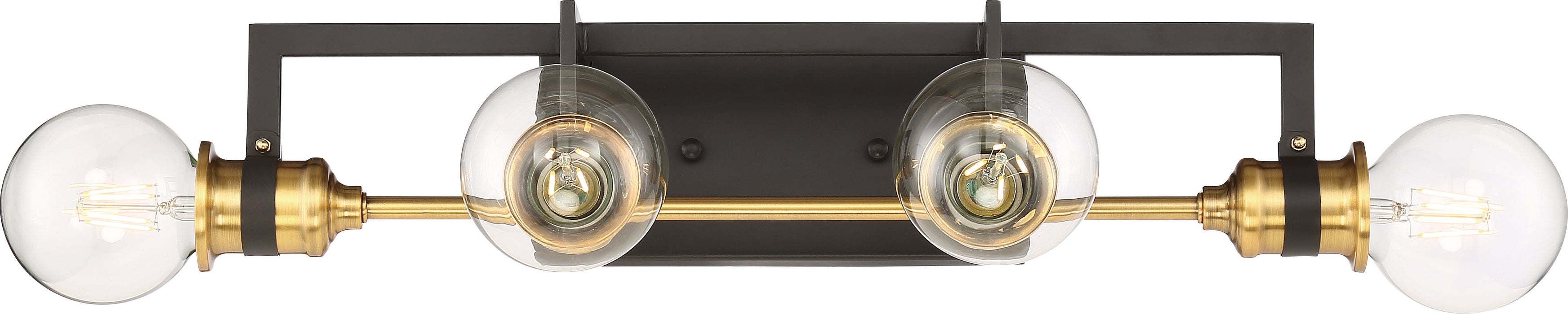 Intention Four Light Vanity in Warm Brass / Black