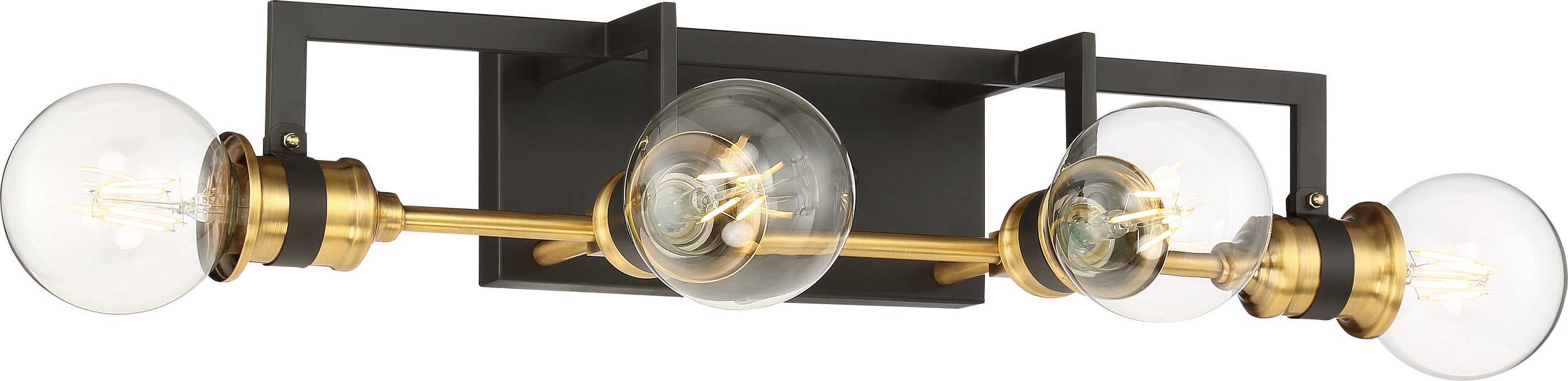 Intention Four Light Vanity in Warm Brass / Black