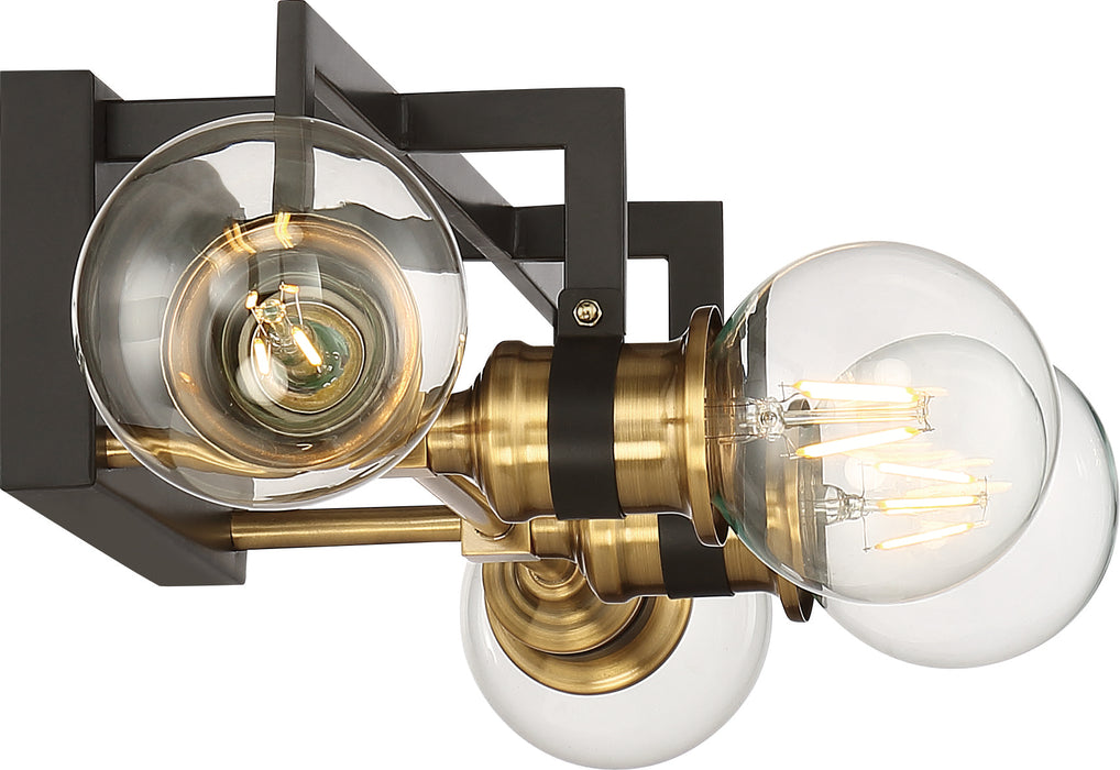 Intention Four Light Vanity in Warm Brass / Black