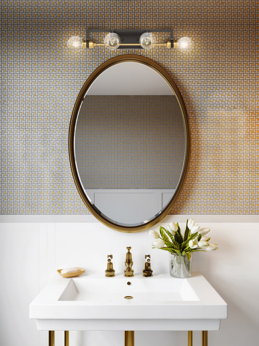 Intention Four Light Vanity in Warm Brass / Black