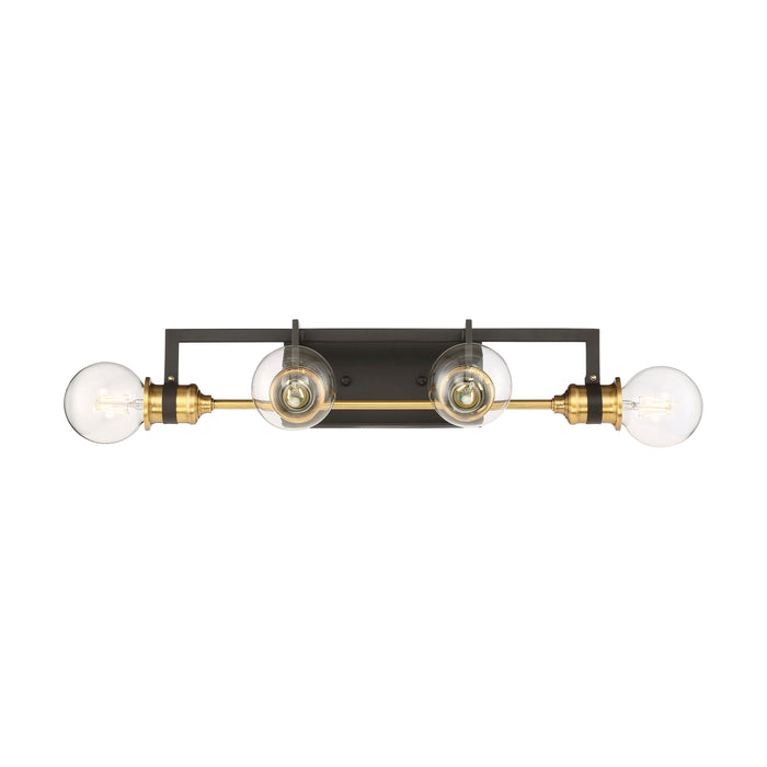 Intention Four Light Vanity in Warm Brass / Black