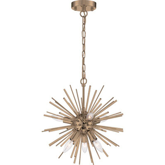 Cirrus Six Light Chandelier in Vintage Brass