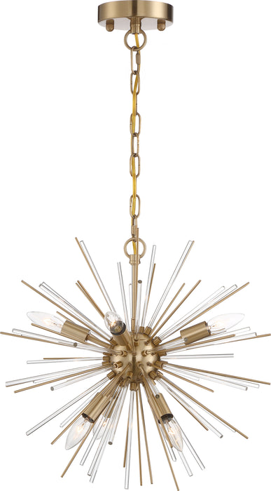 Cirrus Six Light Chandelier in Vintage Brass