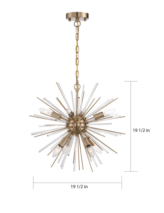 Cirrus Eight Light Chandelier in Vintage Brass