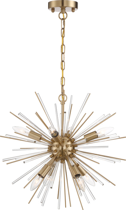 Cirrus Eight Light Chandelier in Vintage Brass