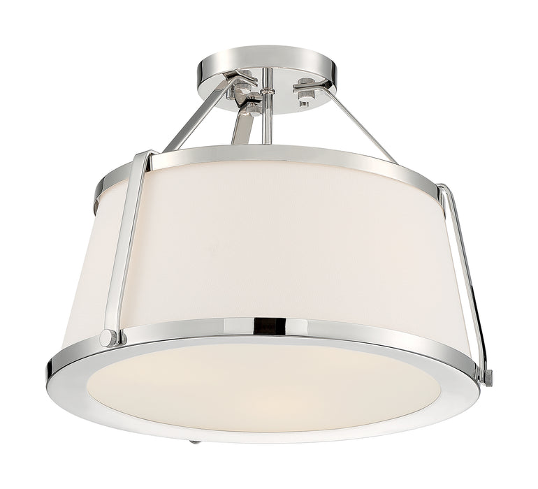 Cutty Three Light Semi Flush Mount in Polished Nickel