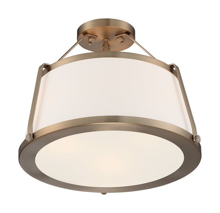 Cutty Three Light Semi Flush Mount in Burnished Brass