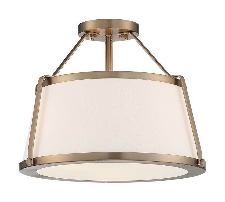 Cutty Three Light Semi Flush Mount in Burnished Brass