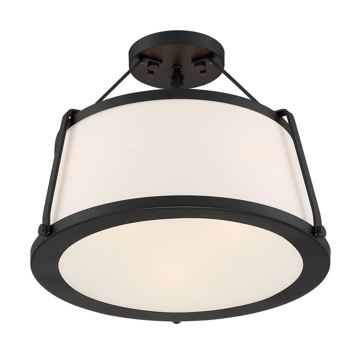 Cutty Three Light Semi Flush Mount in Matte Black