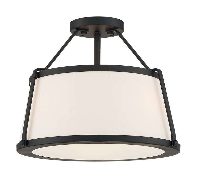 Cutty Three Light Semi Flush Mount in Matte Black