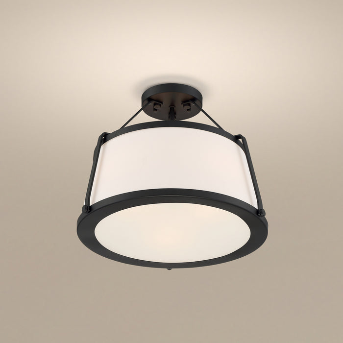 Cutty Three Light Semi Flush Mount in Matte Black