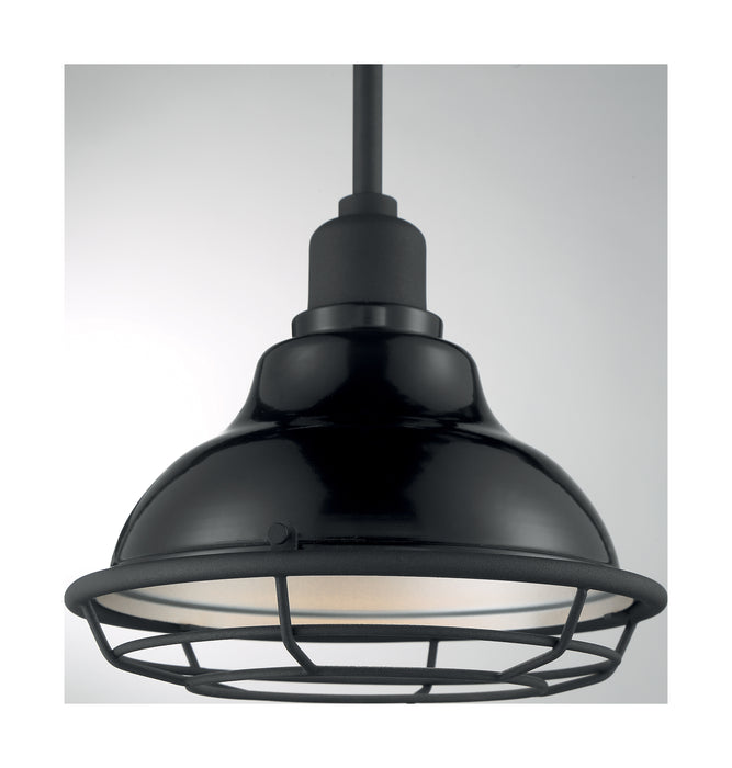 Newbridge One Light Pendant in Gloss Black / Silver