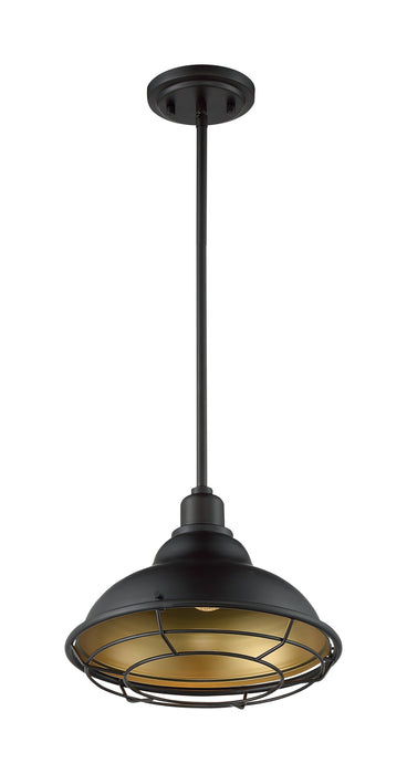 Newbridge One Light Pendant in Dark Bronze / Gold