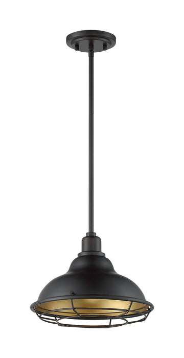 Newbridge One Light Pendant in Dark Bronze / Gold