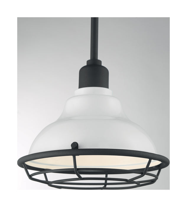 Newbridge One Light Pendant in Gloss White / Black Accents